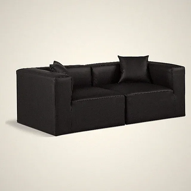 Meridian Furniture Cube Black Vegan Leather 2-Pc. Modular Sofa