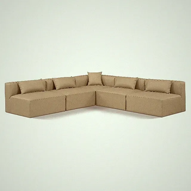 Meridian Furniture Cube Tan Vegan Leather 5-Pc. L-Shaped Modular Sectional