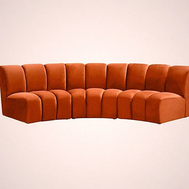 Meridian Furniture Infinity Cognac Velvet 3pc. Modular Sectional
