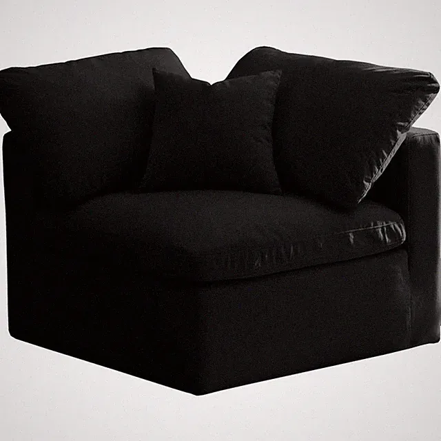 Meridian Furniture Plush Standard Black Velvet Modular Corner Chair