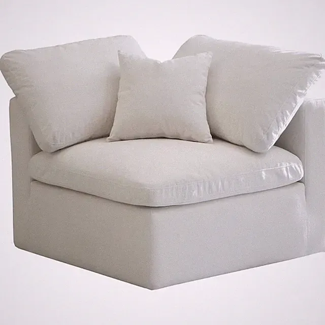 Meridian Furniture Plush Standard Cream Velvet Modular Corner Chair