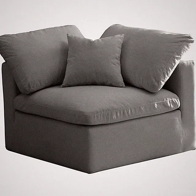 Meridian Furniture Plush Standard Gray Velvet Modular Corner Chair