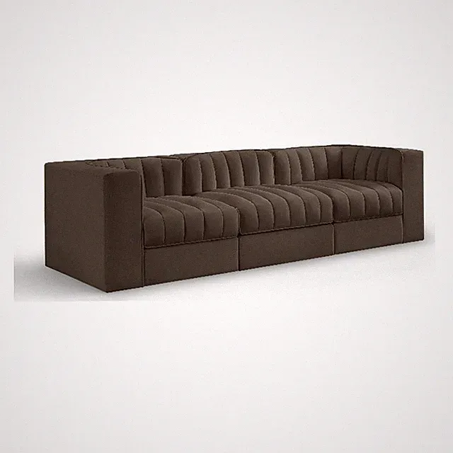 Meridian Furniture Rummi Brown Velvet Performance Fabric 3pc. Modular Sofa
