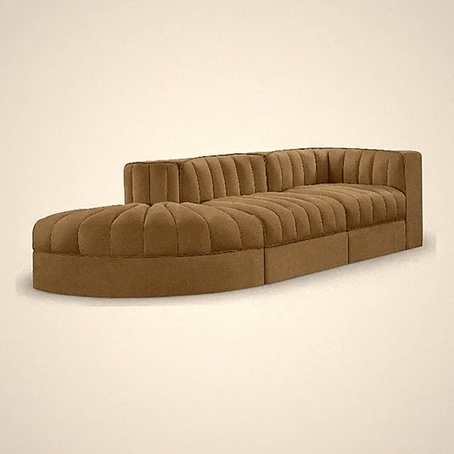 Meridian Furniture Rummi Saddle Velvet Performance Fabric 3pc. Modular Sectional