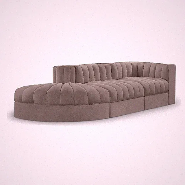 Meridian Furniture Rummi Taupe Velvet Performance Fabric 3pc. Modular Sectional