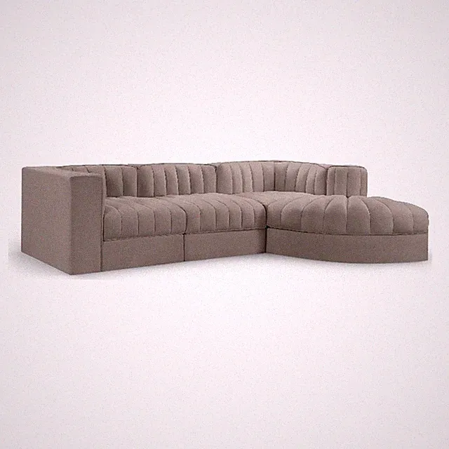 Meridian Furniture Rummi Taupe Velvet Performance Fabric 4pc. Modular Sectional