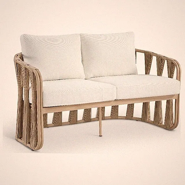 Meridian Furniture San Pietro Cream Olefin Upholstered Outdoor Patio Loveseat