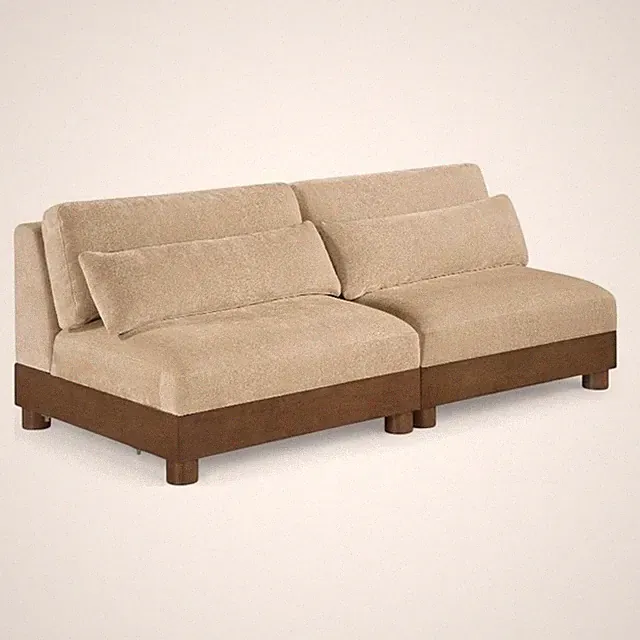 Meridian Furniture Turin 80" Beige Chenille Fabric 2pc. Modular Loveseat