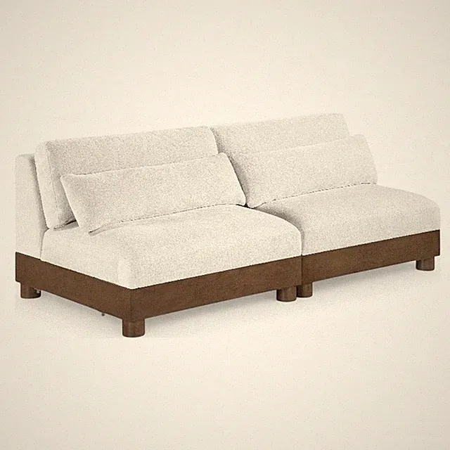 Meridian Furniture Turin 80" Cream Chenille Fabric 2pc. Modular Loveseat