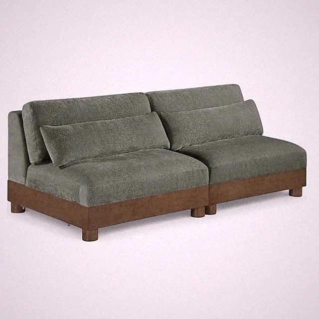 Meridian Furniture Turin 80" Green Chenille Fabric 2pc. Modular Loveseat