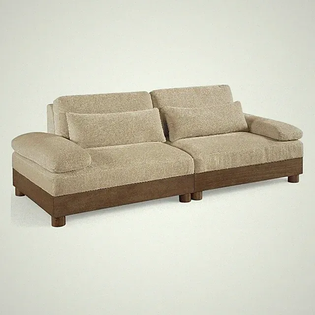 Meridian Furniture Turin 95.5" Beige Chenille Fabric 2pc. Modular Loveseat