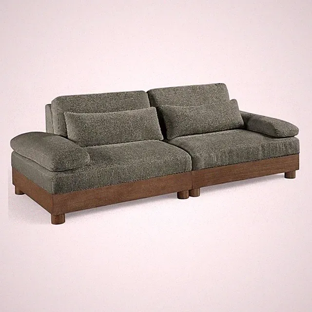 Meridian Furniture Turin 95.5" Green Chenille Fabric 2pc. Modular Loveseat