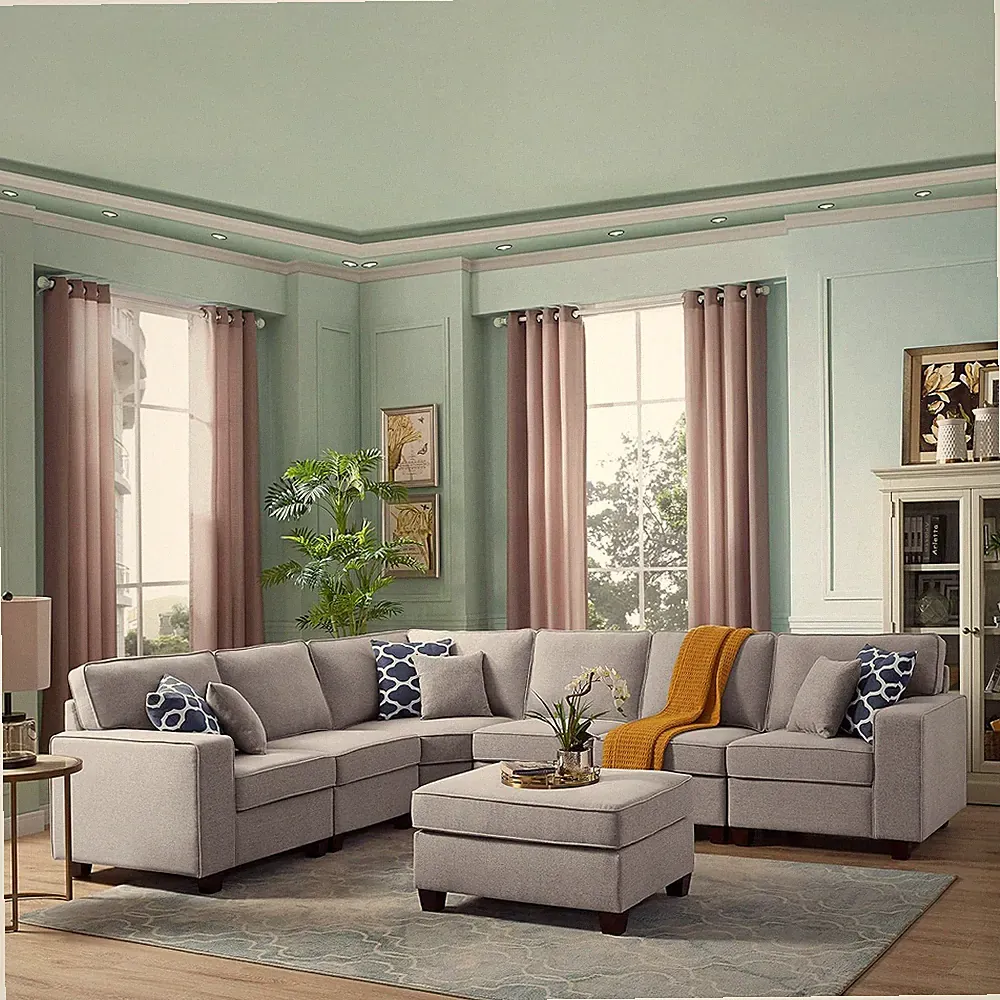 Meridian Sectional Modular Sofa with Ottoman for Living Room, Apartment, Bedroom