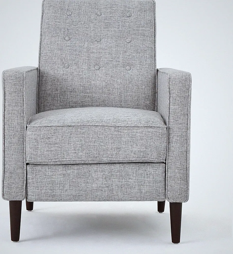 Mervynn Mid-Century Modern Recliner Set - Light Grey Tweed, 2-Pcs