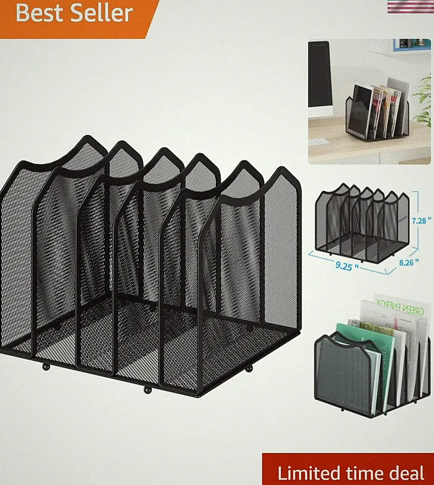 Mesh Desktop File Sorter Organizer, 5-Section Bookshelf for Desk Home Office,...