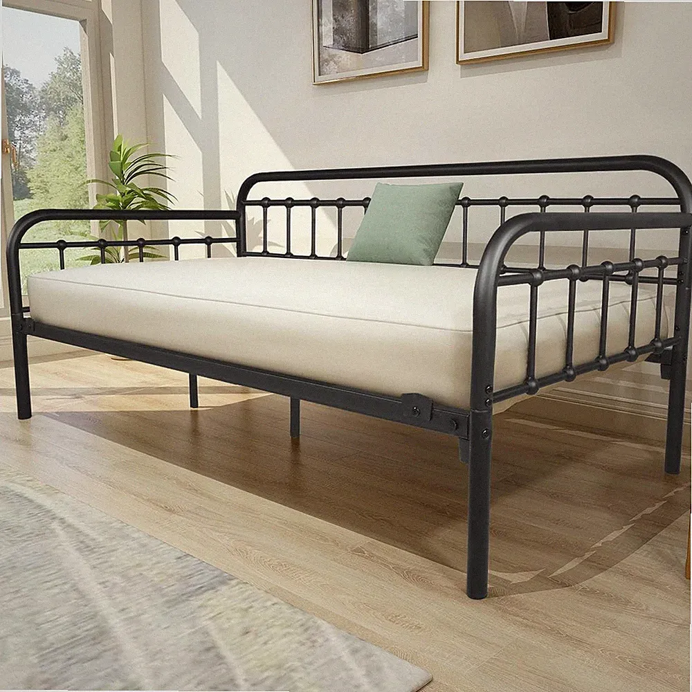 Metal Daybed Frame Heavy Duty Metal Slats Sofa Bed Platform Mattress Foundation