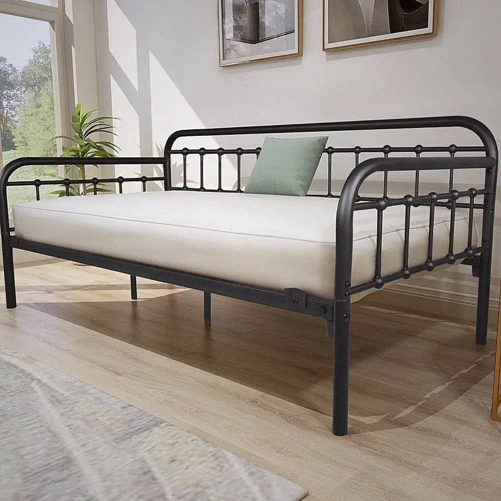 Metal Daybed Frame Heavy Duty Metal Slats Sofa Bed Platform Mattress Foundation