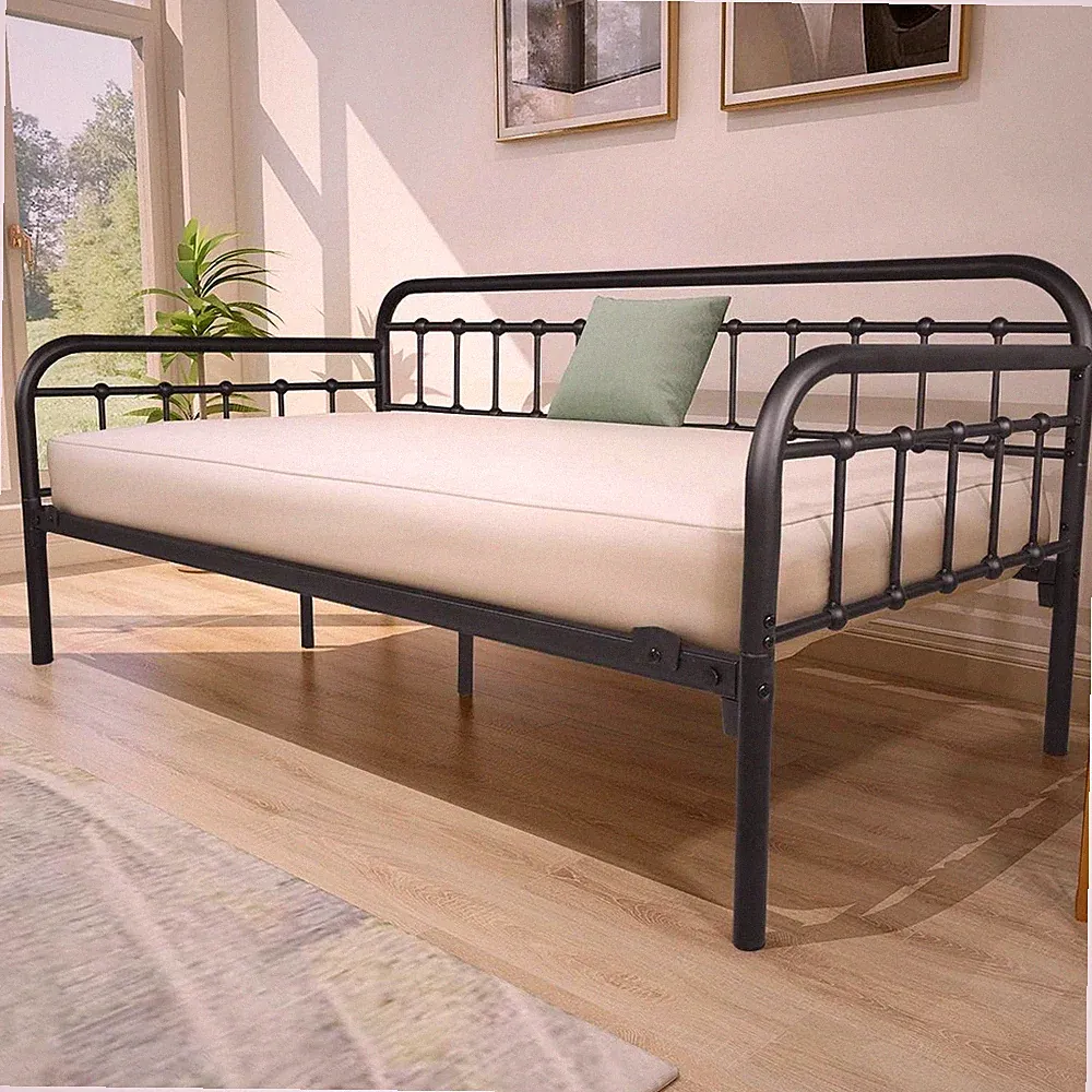 Metal Daybed Frame Heavy Duty Metal Slats Sofa Bed Platform Mattress Foundation