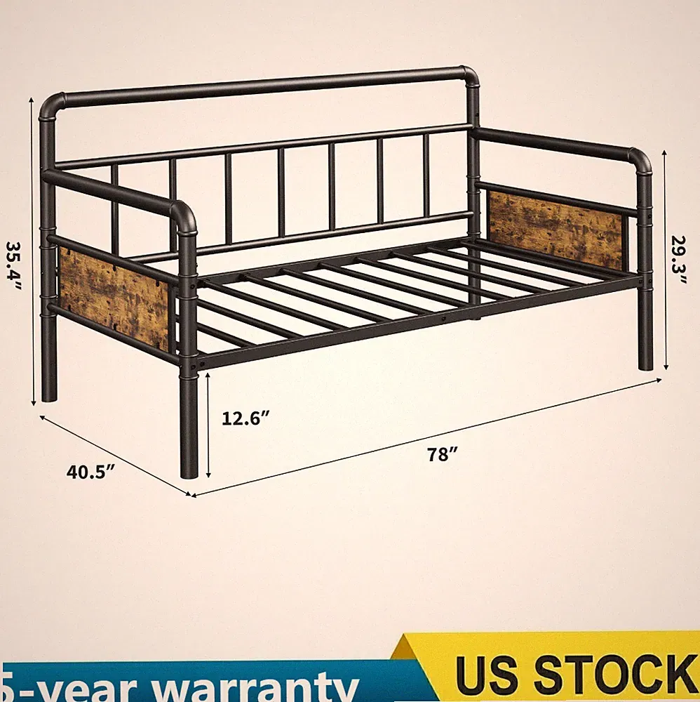 Metal Daybed Frame Twin Size Sofa Bed Platform Steel Slat Support FOR Guest Room