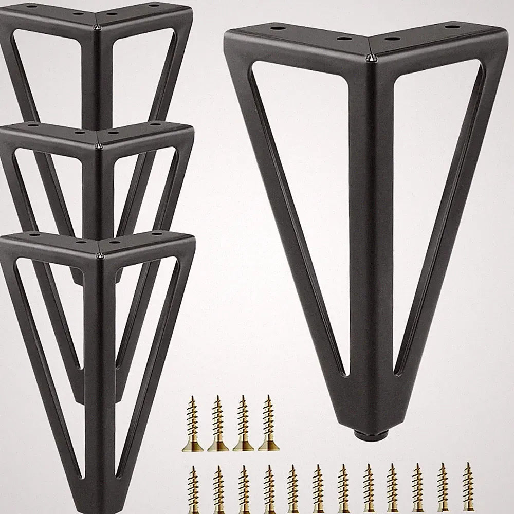 Metal Furniture Legs 6 Inch Black, 800lbs Capacity - Replacement for Sofa, Bed