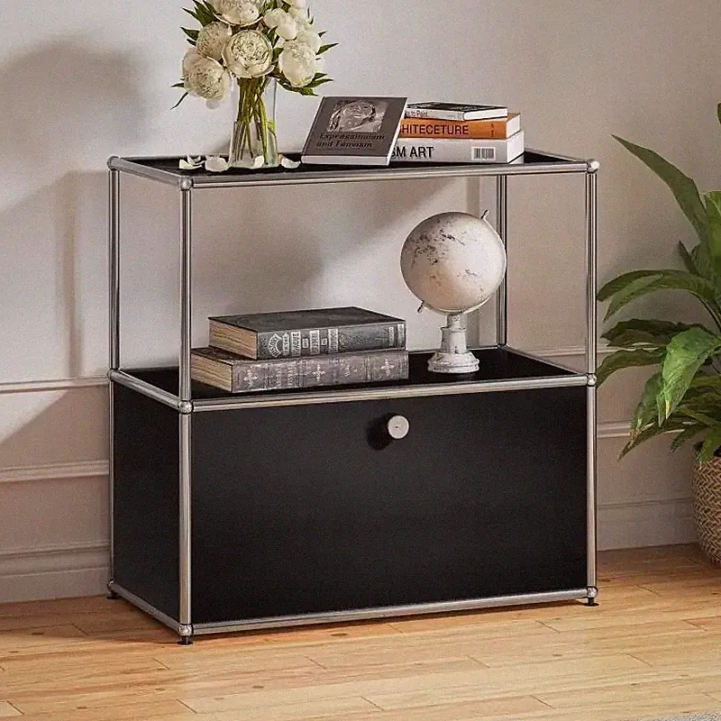 Metal Nightstand Open Shelf Sofa Bed Side Table Compact Cabinet For Bedroom
