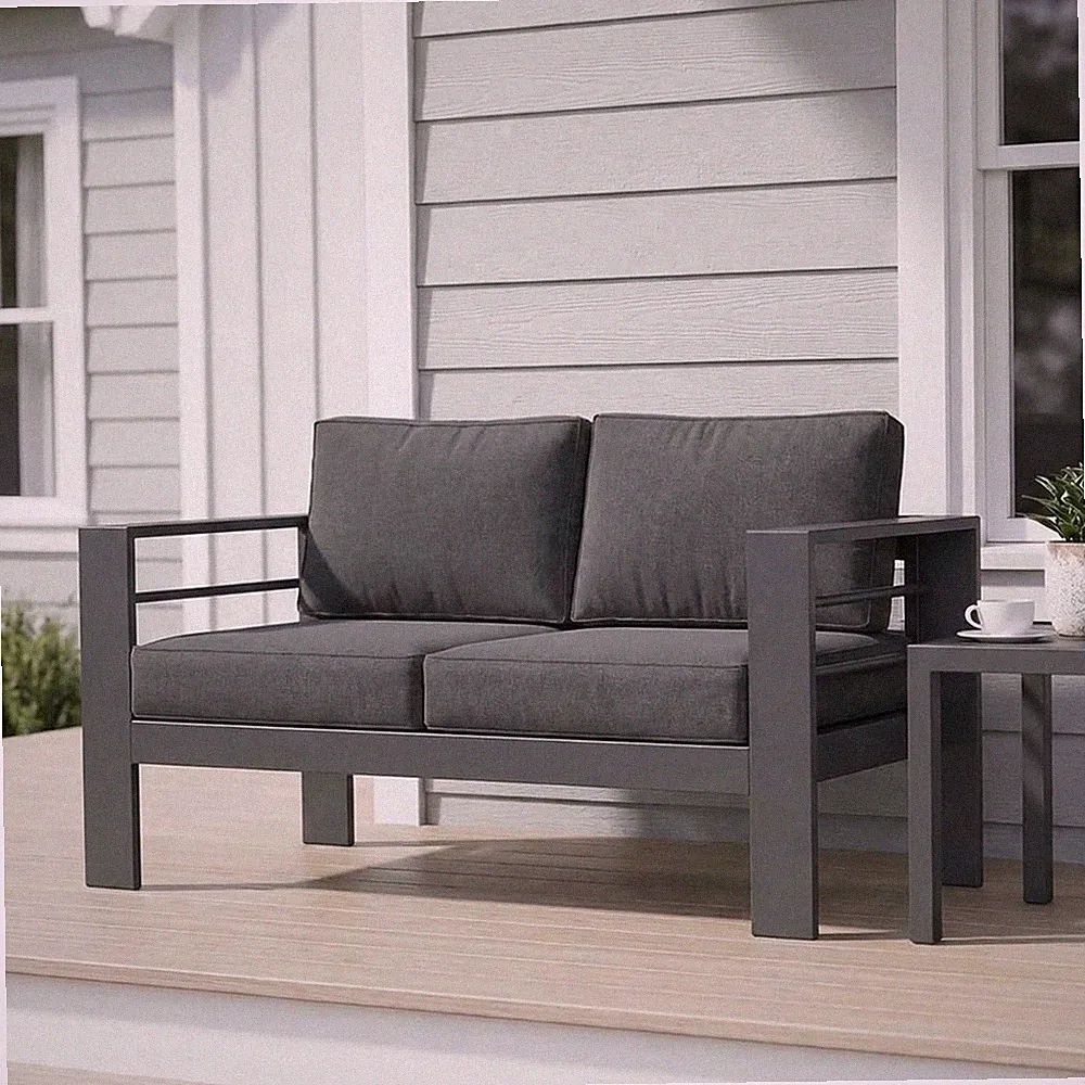 Metal Patio Furniture Sofa, All-Weather Outdoor Couch with Upgraded Cushions,...