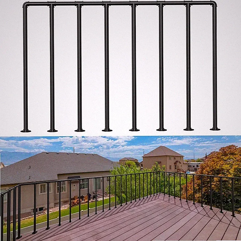 Metal Porch Railing w/Right-Angle Connectors for Flat Surface,Outdoor Guard Rail