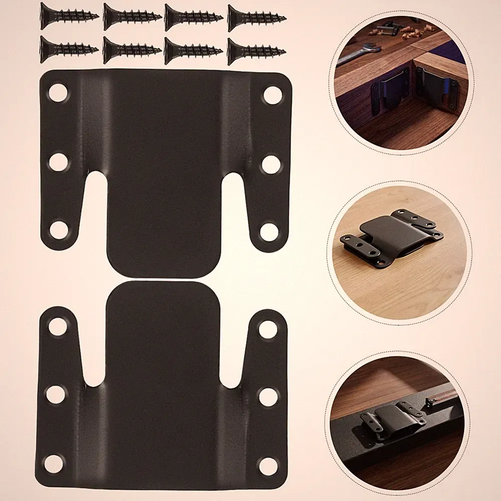 Metal Sectional Sofa Connectors 4Pcs Universal Fit with Screws Black