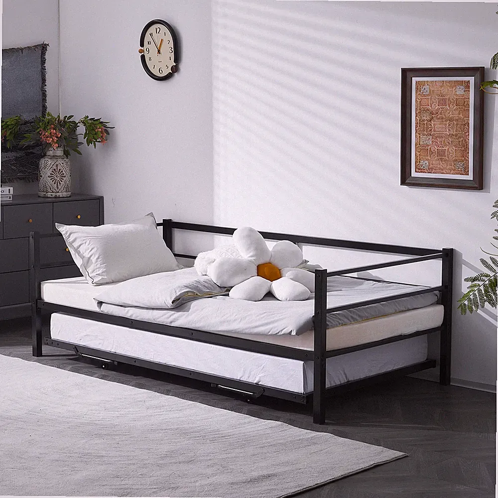 Metal Sofa Bed Frame Heavy Duty Metal Twin Bed with Trundle Metal Day Daybed