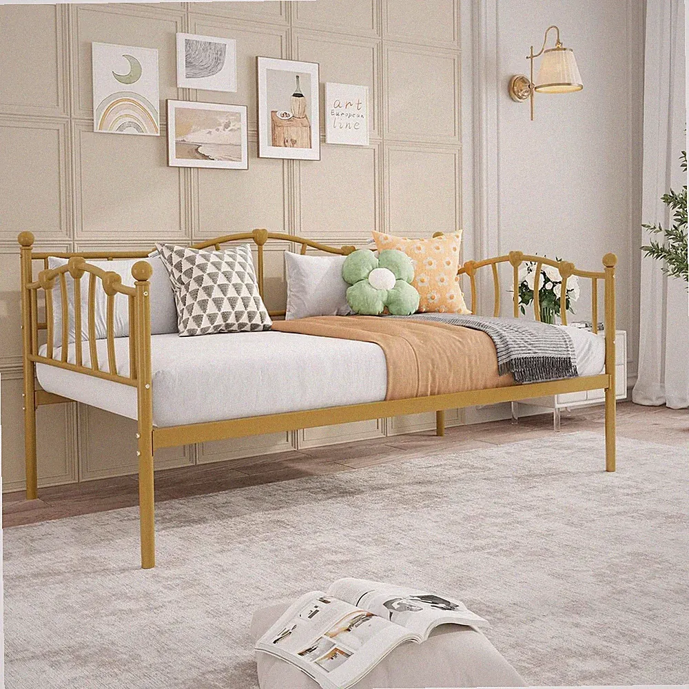 Metal Twin Day Bed withbSteel Slat Sofa Bed for Apartment Small Space Apartment
