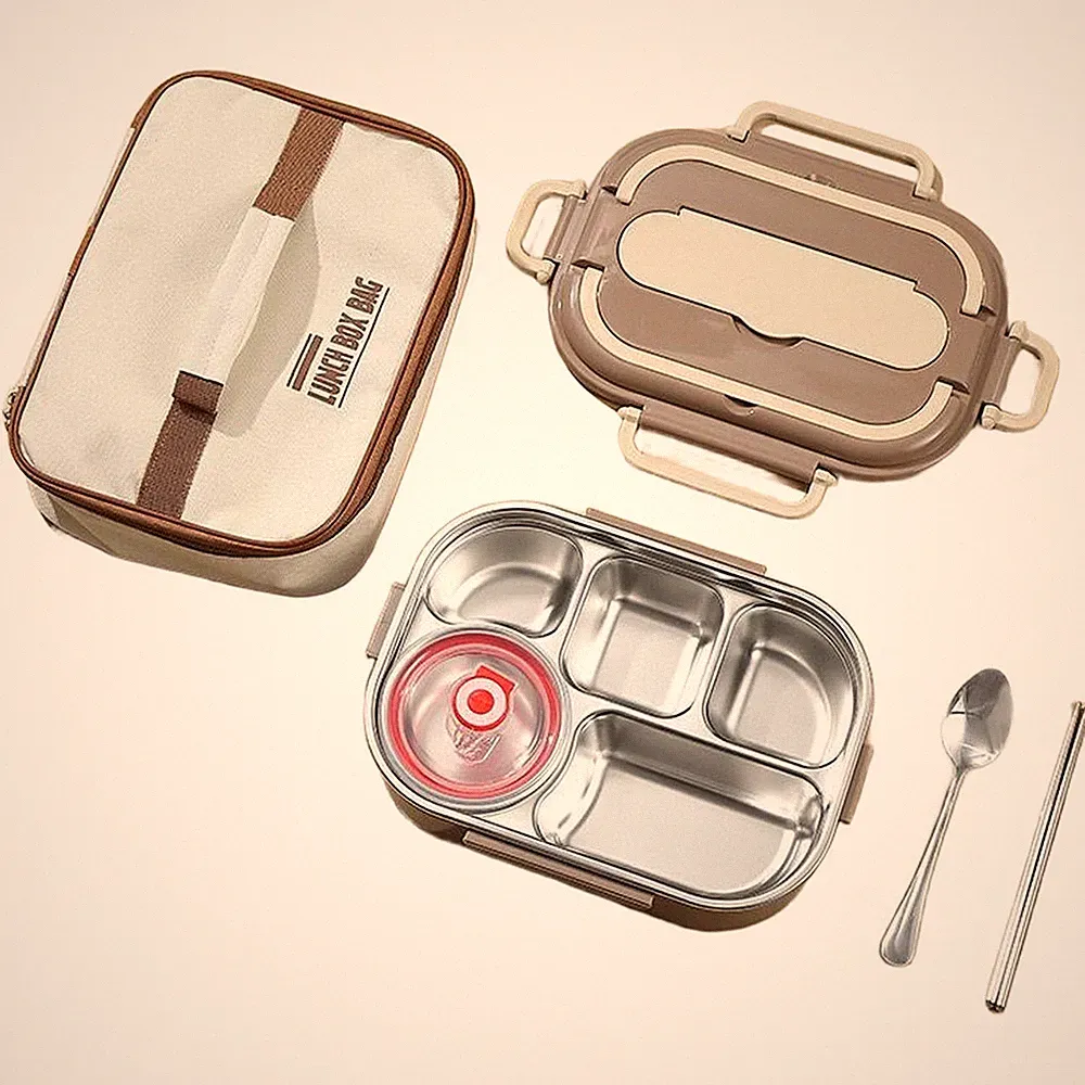 Microwave Safe Leak Proof Stainless Steel Lunch Box with Multi Section Layout