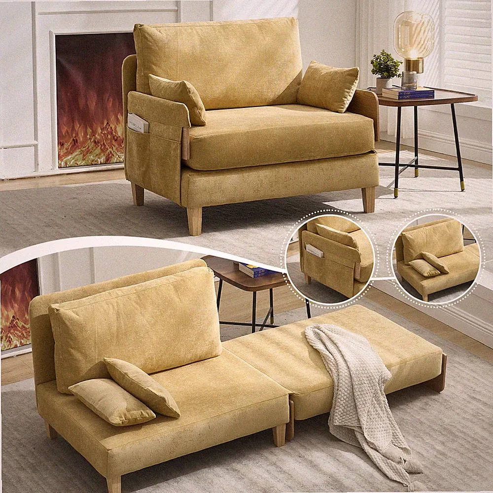 Mid-Century Modern 3-in-1 Convertible Sleeper Sofa Bed