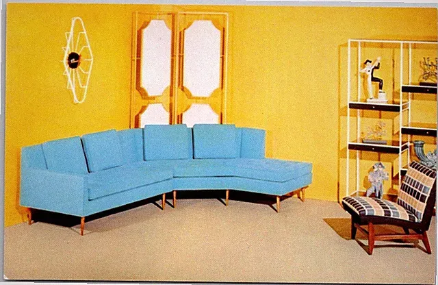 Mid Century Modern Blue Sectional Sofa Continental Furniture 1957