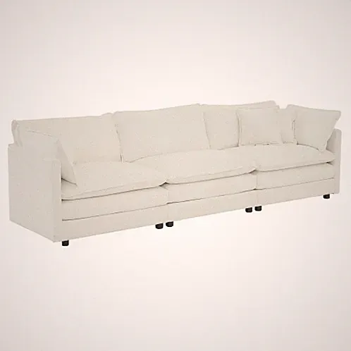 Mid-Century Modern Couch 3-Seater Sofa With 2 Armrest Pillows And 3 Toss Pillows