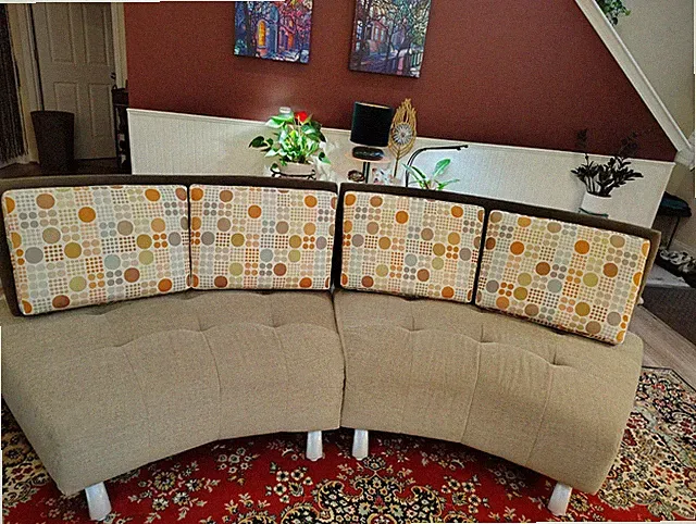 Mid Century Modern Inspired Curved Sofa – Unique Lounge Piece