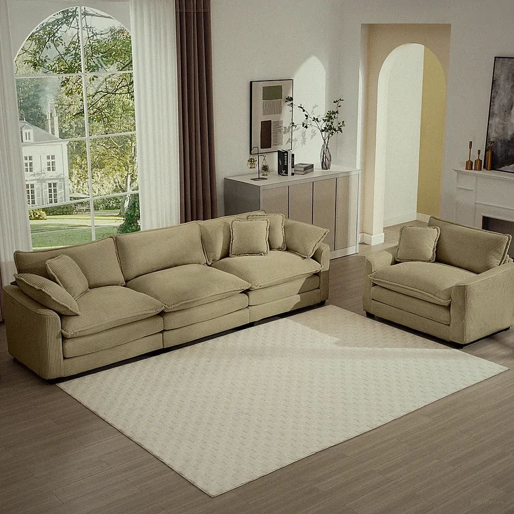 Mid-Century Modern Sectional Set of Two, One 3-Seater Sectional and One Single