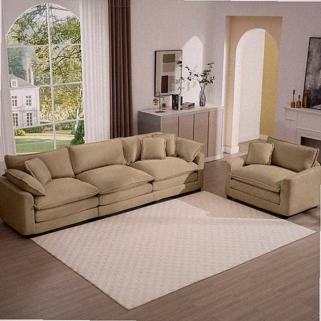 Mid-Century Modern Sectional Set of Two, One 3-Seater Sectional and One Single-S