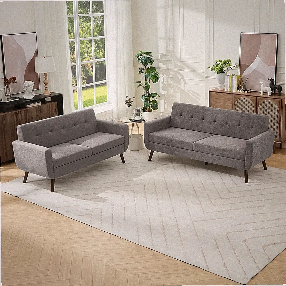 Mid Century Modern Sofa Couch, Gray, Loveseat & Standard Sofa
