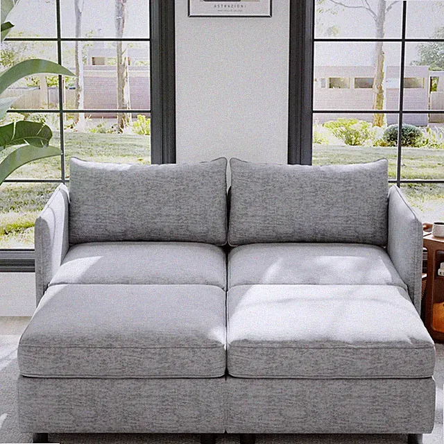 Mid-Century Modular Sectional Sofa Chenille with Chaise and Storage Grey