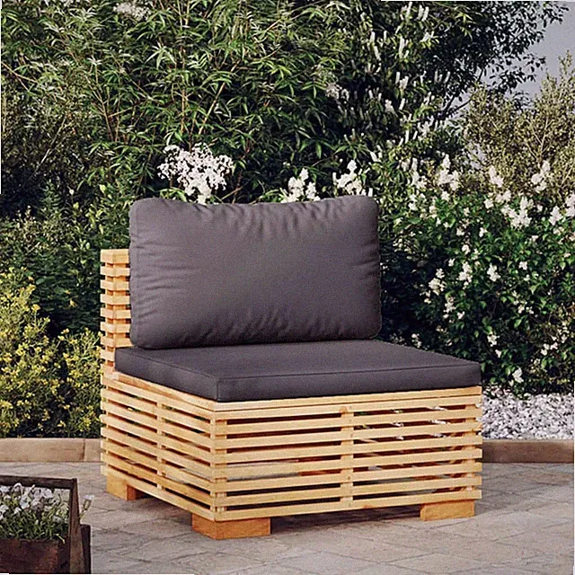 Middle Sofa Dark grey cushions, Teak wood