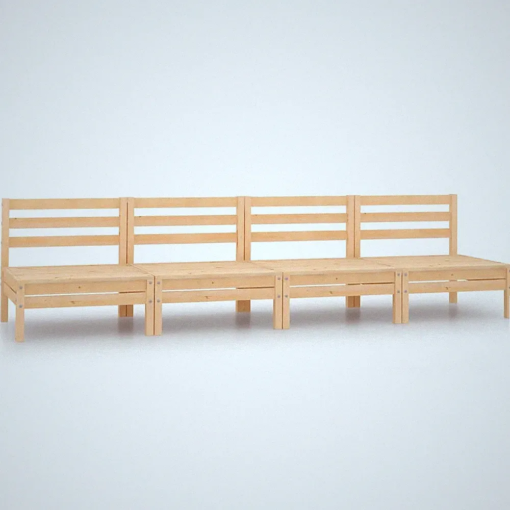 Middle Sofa Natural Pine Solid pine wood Medium Modular