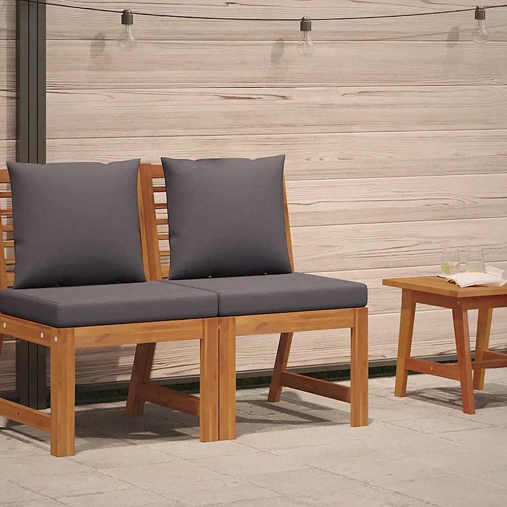 Middle Sofa Sectional Sofa with Cushions Furniture Set Solid Acacia Wood vidaXL