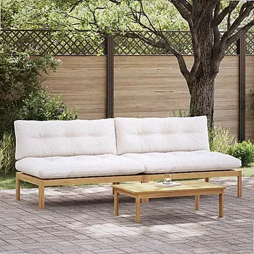 Middle Sofa Unit Light Acacia and Cream White Acacia Wood