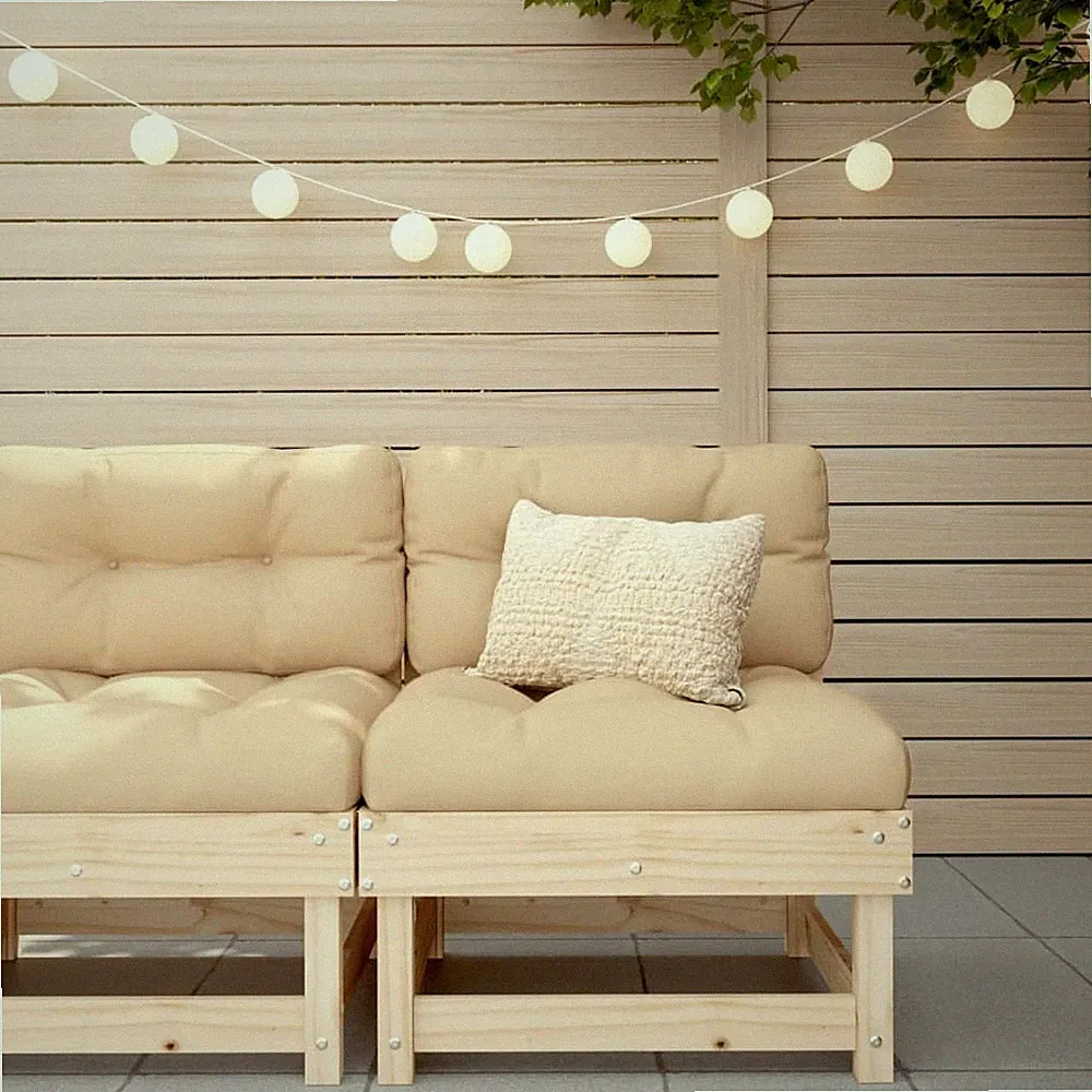 Middle Sofa with Cushions Solid Wood Pine
