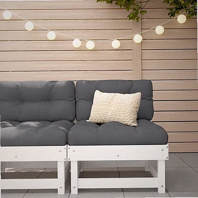 Middle Sofa with Cushions White Solid Wood Pine