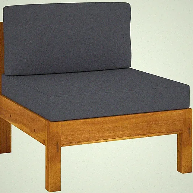 Middle Sofa with Dark Gray Cushions Solid Acacia Wood
