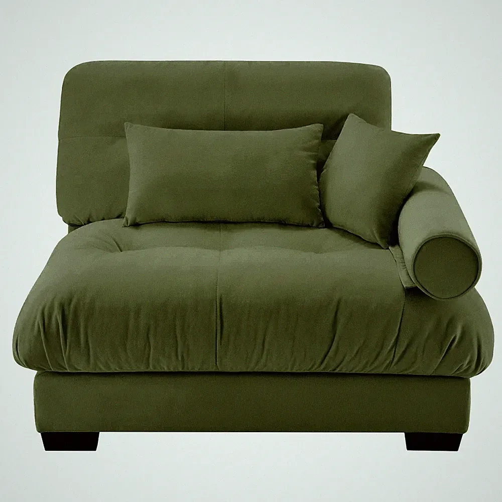 Milano Velvet Sofa Olive Green 3 Pillows Modular Cloud Comfort Sectional Living