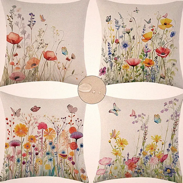 Mimkus Outdoor Waterproof Throw Pillow Covers 18x18 Set of 4 Spring Summer Fl...