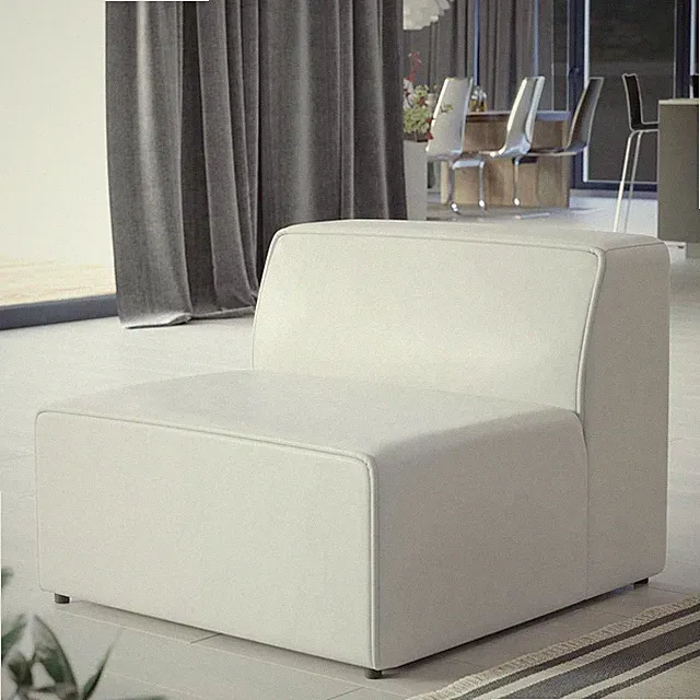 Mingle Vegan Leather Sectional Sofa Armless Chair in White