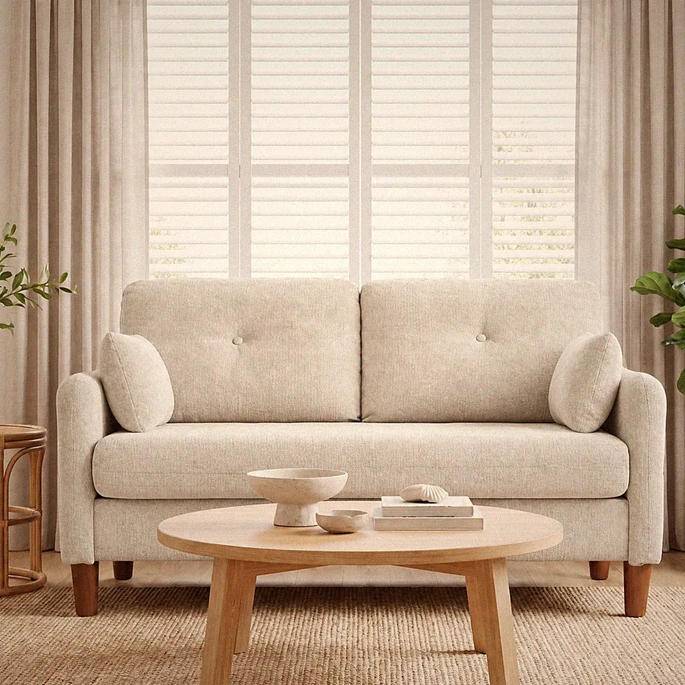 Mini Sofa 2-Seater, 124 cm Small Couch with 2 Cushions For Apartment Livingroom